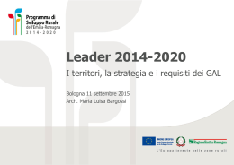 Leader 2014-2020: I territori, la strategia e i