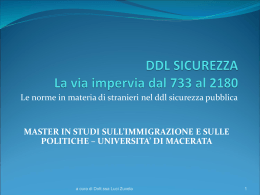 DDL SICUREZZA La via impervia dal 733 al 2180