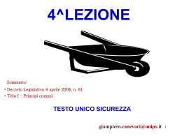 Testo Unico Sicurezza Decreto Legislativo 9 aprile 2008, n. 81 Titolo