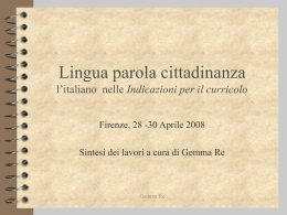 Lingua parola cittadinanza l`italiano nelle Indicazioni per il curricolo