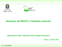 Attuazione del REACH e l`HelpDesk nazionale Massimiliano Umile