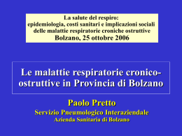 Le malattie respiratorie cronico-ostruttive in Provincia di Bolzano