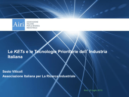 Le KETs e le Tecnologie Prioritarie dell`Industria Italiana Le