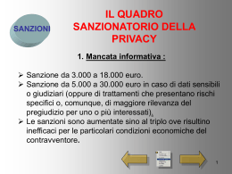 SANZIONI IL QUADRO SANZIONATORIO DELLA PRIVACY