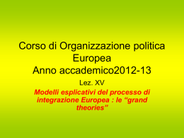 Corso di Organizzazione politica Europea Anno accademico 2011-12