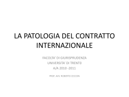 la patologia del contratto internazionale