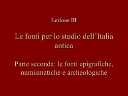 Le fonti per lo studio dell`Italia antica
