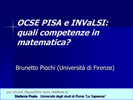 PISA-INVALSI - Dipartimento di Matematica e Informatica "Ulisse