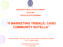 Il MARKETING TRIBALE: CASO COMMUNITY
