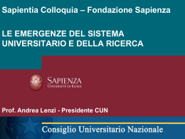 Le emergenze del sistema universitario e della ricerca