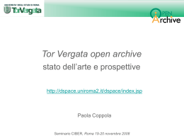Tor Vergata Open Archive: stato dell`arte e prospettive