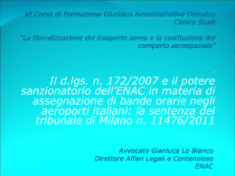 Il d.lgs. n. 172/2007 e il potere sanzionatorio dell`ENAC in materia di
