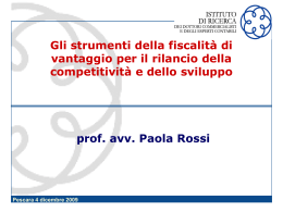La fiscalit&agrave; di vantaggio