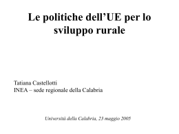 Le politiche dell`Unione Europea per lo sviluppo rurale