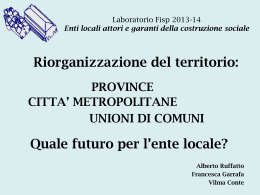 Presentazione iniziale Laboratorio Riorganizzazione enti locali