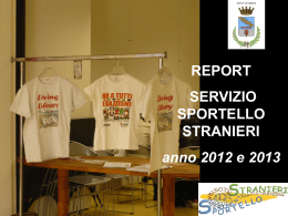 Relazione Servizio Sportello Stranieri - Anni