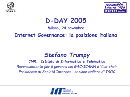la posizione italiana Stefano Trumpy CNR, Istituto di