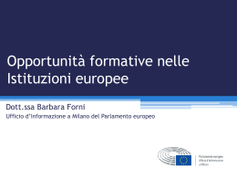 Opportunit&agrave; Formative al Parlamento Europeo