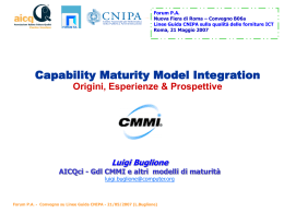 Capability Maturity Model Integration*Origini, Esperienze