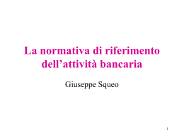 La vigilanza sulle banche. - Facolt&agrave; di Scienze Economiche ed