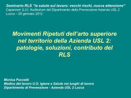 Movimenti ripetitivi nel territorio dell`a Azienda USL 2: epidemiologia
