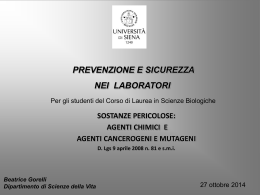 SOSTANZE PERICOLOSE: AGENTI CHIMICI E AGENTI