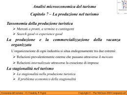 La produzione nel turismo - Tassonomia della