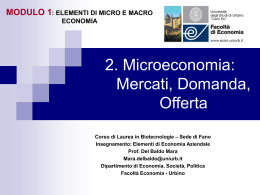 Mercati, Domanda, Offerta - Università degli Studi di Urbino