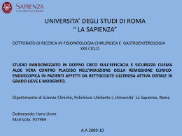 UNIVERSITA` DEGLI STUDI DI ROMA &ldquo; LA SAPIENZA&rdquo;