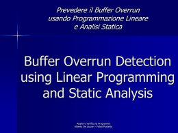 Buffer Overrun Detection using Linear Programming and Static