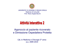 Attività Interattiva 2 - Facoltà di Medicina e Chirurgia