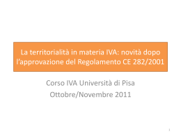 novit&agrave; dopo l`approvazione del Regolamento CE 282/2001