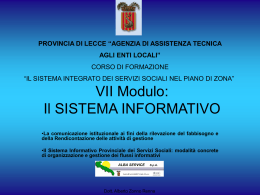 VII Modulo: Il SISTEMA INFORMATIVO