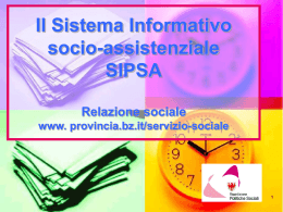 Il Sistema Informativo Socio Assistenziale SIPSA