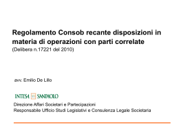 operazione - Regolazione dell`attivit&agrave; e dei mercati finanziari