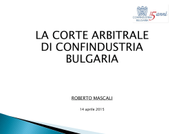 Presentazione Corte arbitrale a cura di Roberto Mascali, Direttore