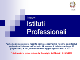 Schema di riordino per - I nuovi Istituti Professionali