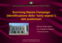 Surviving sepsis camapign &ndash; Dati preliminari
