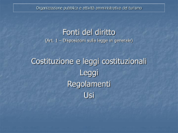 Organizzazione pubblica e attivit&agrave; amministrativa del turismo