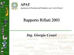 Slides - Rapporto Rifiuti 2003 realizzato da APAT e ONR
