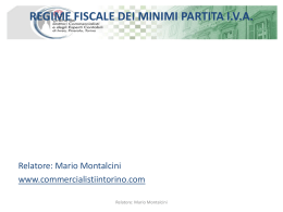 Mario Montalcini Regime fiscale dei minimi partita IVA