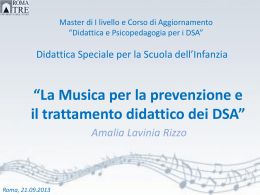 “La Musica per la prevenzione e il trattamento didattico dei DSA”
