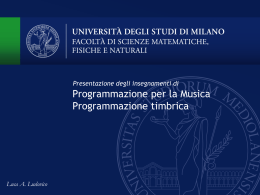Programmazione per la musica - Università degli Studi di Milano