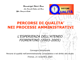 Progetto “Percorsi di Qualità” - Università degli Studi di Firenze