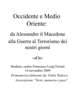 dente e Medio Oriente - Centro culturale Francesco Luigi Ferrari