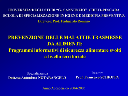 infezioni veicolate da alimenti