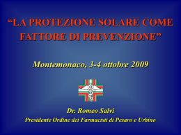 "La protezione solare come fattore di prevenzione"