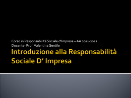 Introduzione alla responsabilit&agrave; Sociale D`Impresa