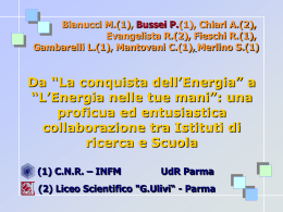 &ldquo;La conquista dell`Energia&rdquo; a &ldquo;L`Energia nelle tue mani&rdquo;