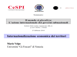 Internazionalizzazione economica dei territori, di Mario Volpe
